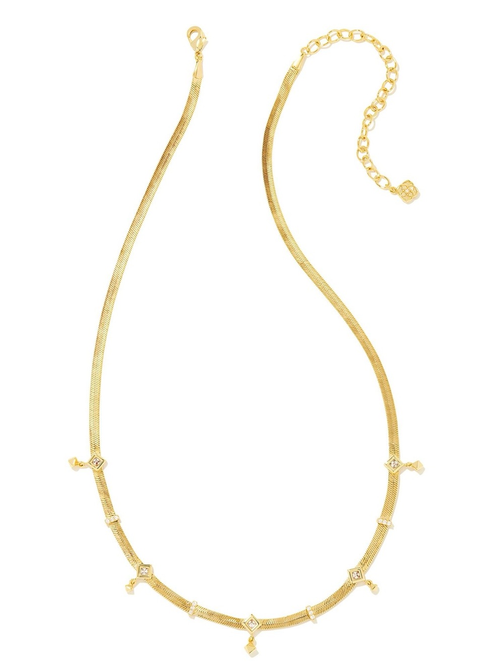 Kendra Scott Gracie Crystal Station Snake Chain Necklace in gold